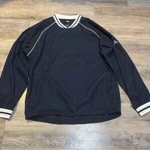 Adidas 2010’s navy ribbed trim pullover windbreaker sz medium men’s